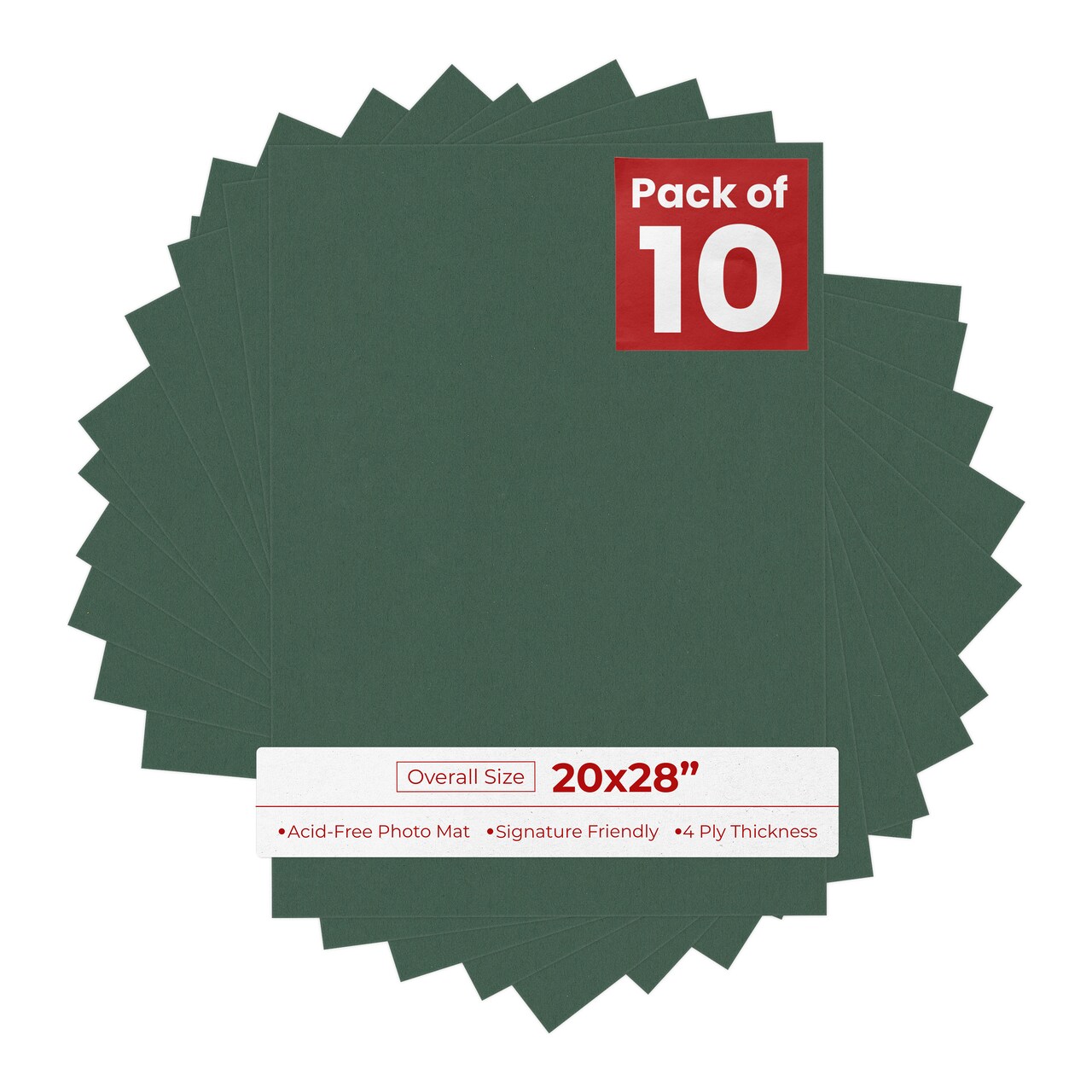 Hunter Green 20x28 Uncut Mat Board - Blank Sheets, No Opening